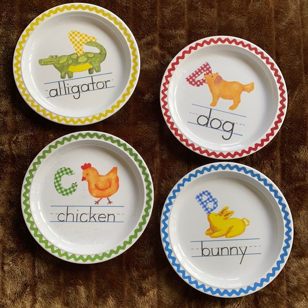 Pottery Barn Kids Set of‎ 4 ABC Melamine Plates
